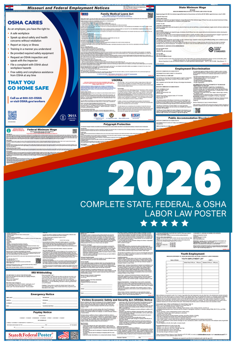 Digital Missouri Labor Law Poster 2026 - State and Federal Poster