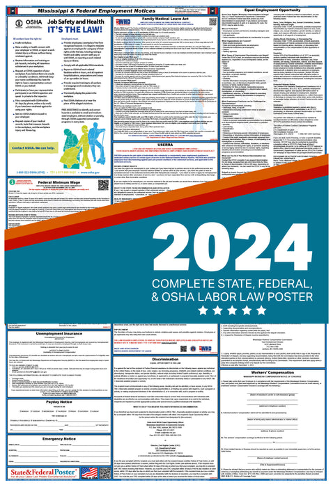 Mississippi State and Federal Labor Law Poster 2024