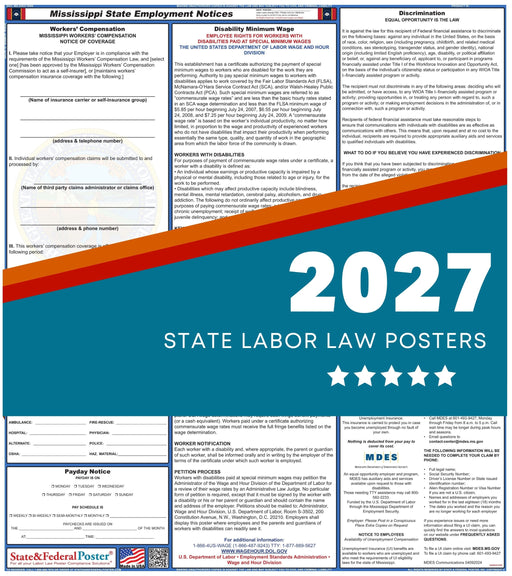Mississippi State Labor Law Poster 2027 - State and Federal Poster