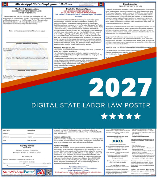 Mississippi State Labor Law Poster 2027 - State and Federal Poster