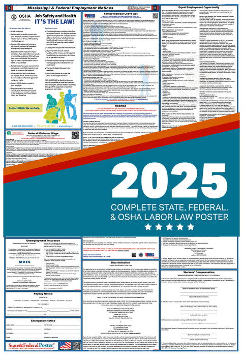 PREORDER - Mississippi State and Federal Labor Law Poster 2025