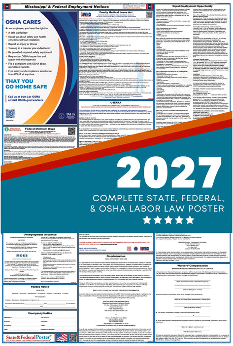 Mississippi State and Federal Labor Law Poster 2027 - State and Federal Poster