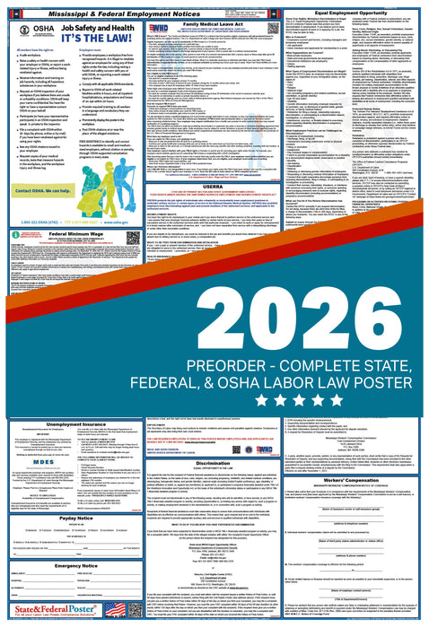 PREORDER - Digital Mississippi Labor Law Poster 2026