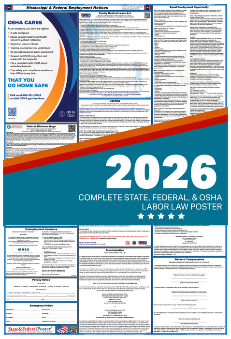 Mississippi State and Federal Labor Law Poster 2026