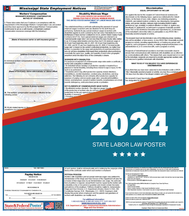 Mississippi State Labor Law Poster 2024