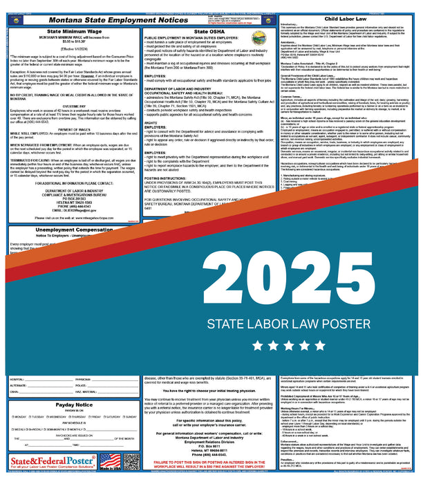 PREORDER - Montana State Labor Law Poster 2025