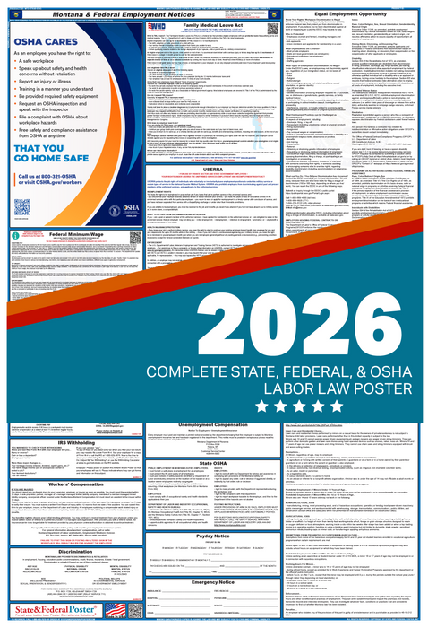 Digital Montana Labor Law Poster 2026 - State and Federal Poster