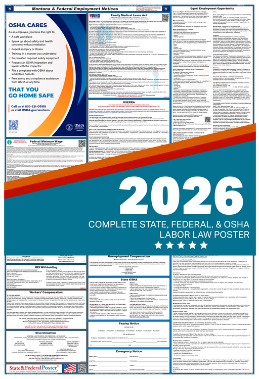 Digital Montana Labor Law Poster 2026 - State and Federal Poster