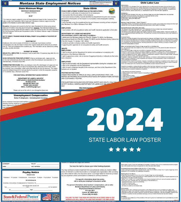 Montana State Labor Law Poster 2024