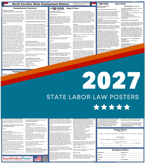 North Carolina State Labor Law Poster 2027 - State and Federal Poster