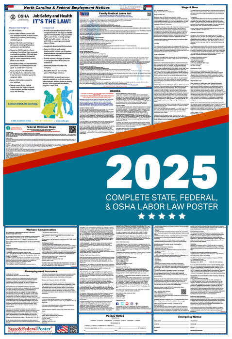 PREORDER - North Carolina State and Federal Labor Law Poster 2025