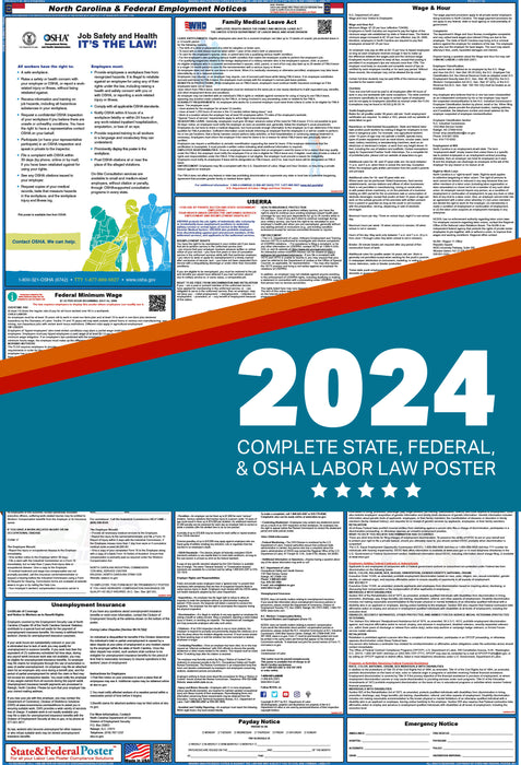 North Carolina State and Federal Labor Law Poster 2024