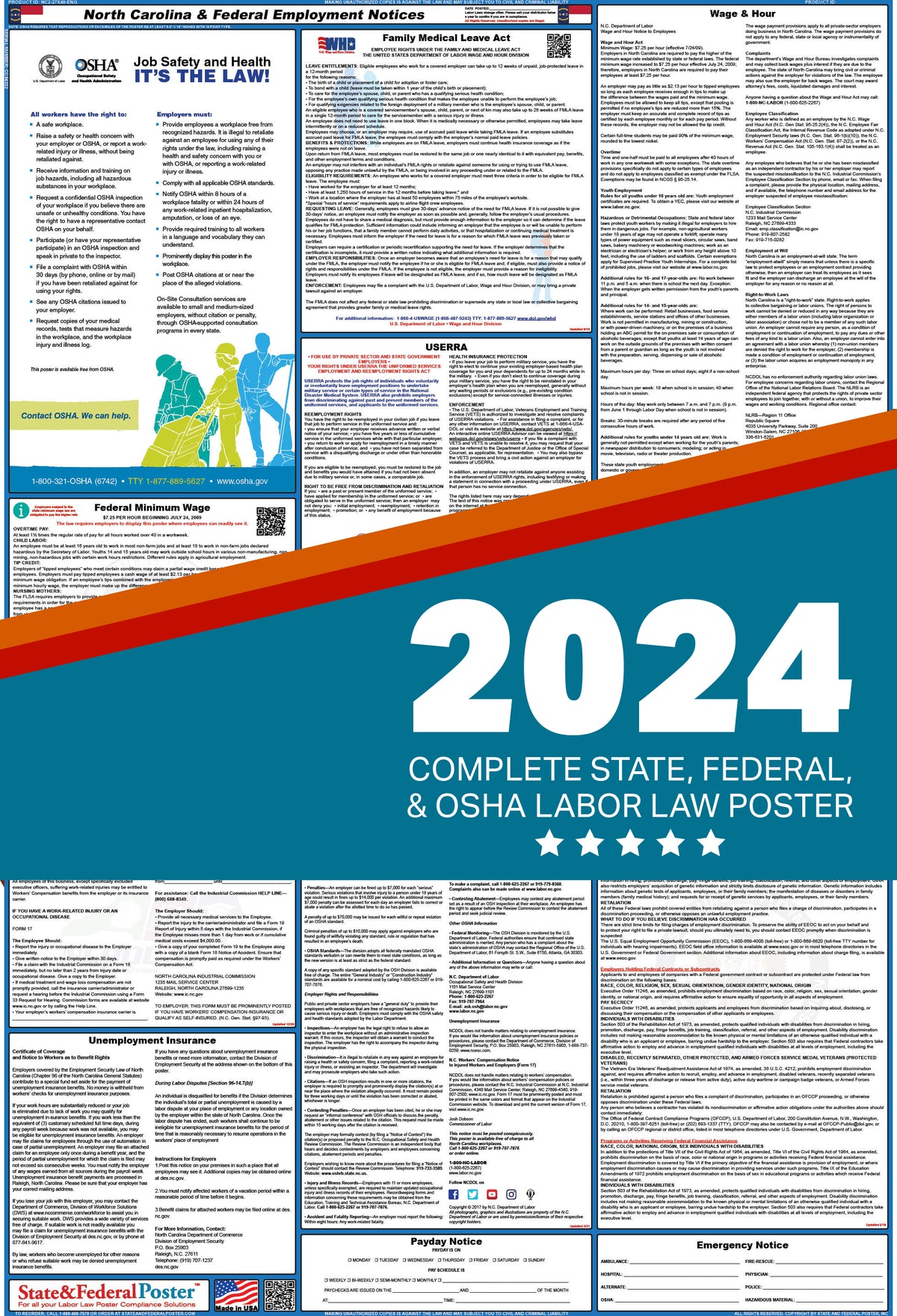 North Carolina Digital Labor Law Poster 2024 — State and Federal