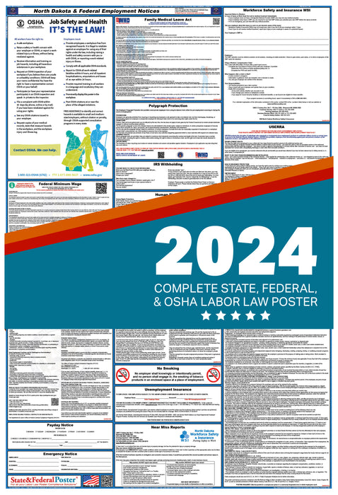 North Dakota State and Federal Labor Law Poster 2024