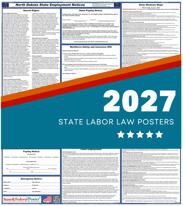 North Dakota State Labor Law Poster 2027 - State and Federal Poster