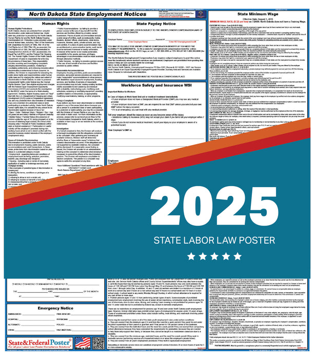 PREORDER - North Dakota State Labor Law Poster 2025