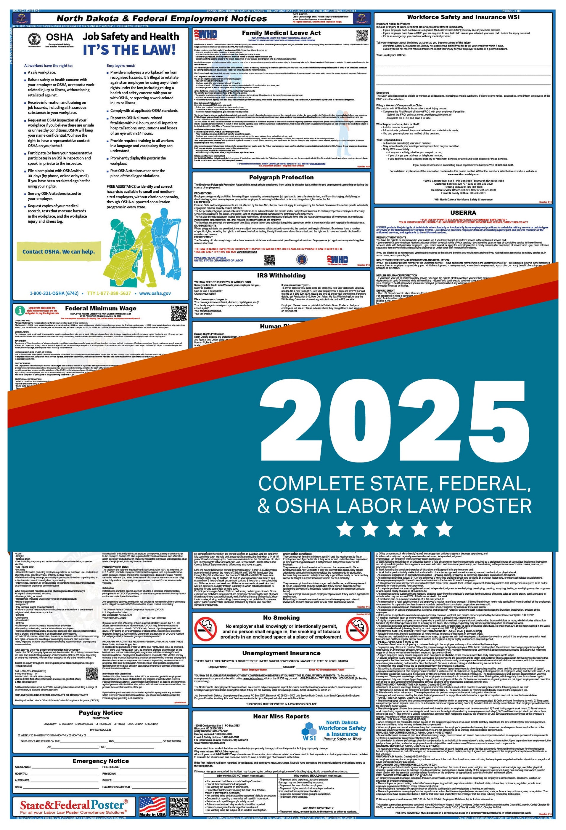 PREORDER North Dakota Digital Labor Law Poster 2025 — State and