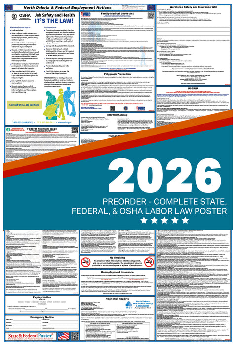 PREORDER - North Dakota State and Federal Labor Law Poster 2026