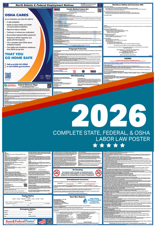North Dakota State and Federal Labor Law Poster 2026 - State and Federal Poster