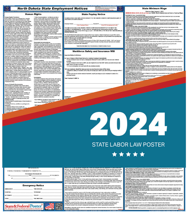 North Dakota State Labor Law Poster 2024