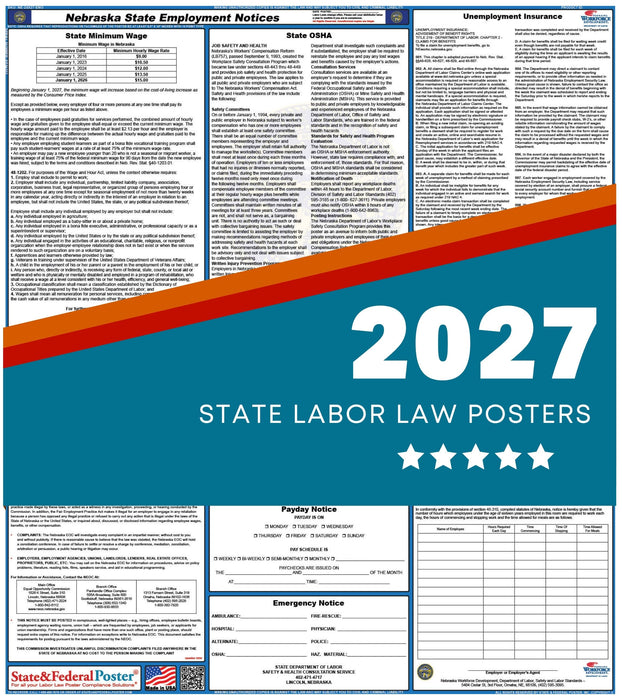 Nebraska State Labor Law Poster 2027 - State and Federal Poster