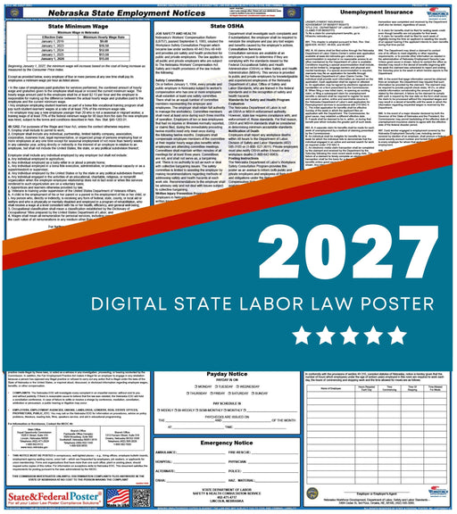 Nebraska State Labor Law Poster 2027 - State and Federal Poster
