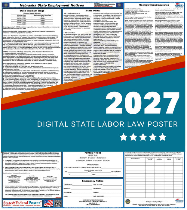 Nebraska State Labor Law Poster 2027 - State and Federal Poster
