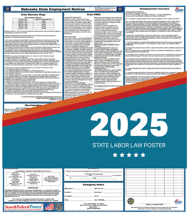 PREORDER - Nebraska State Labor Law Poster 2025