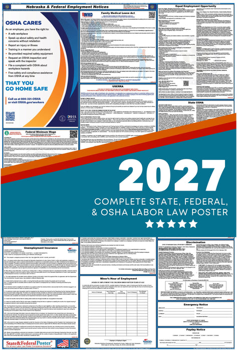 Nebraska State and Federal Labor Law Poster 2027 - State and Federal Poster