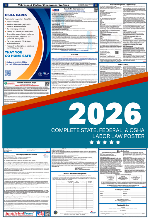 Digital Nebraska Labor Law Poster 2026 - State and Federal Poster