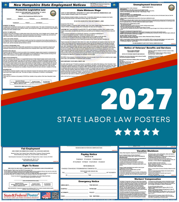 New Hampshire State Labor Law Poster 2027 - State and Federal Poster