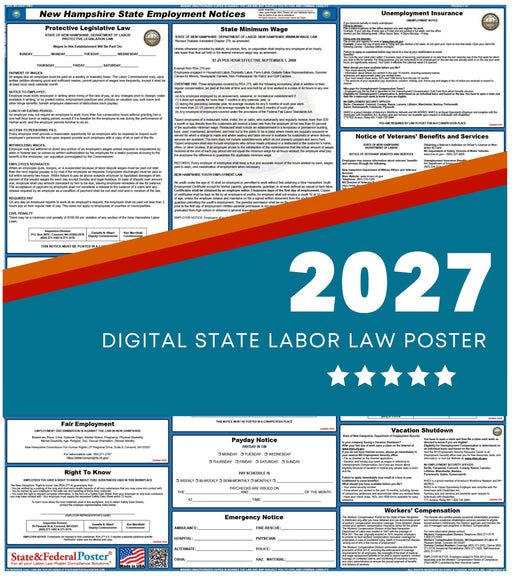 New Hampshire State Labor Law Poster 2027 - State and Federal Poster