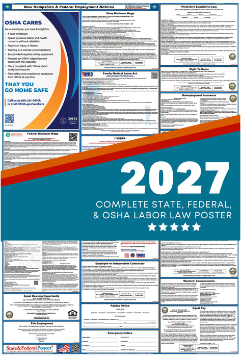 New Hampshire State and Federal Labor Law Poster 2027 - State and Federal Poster