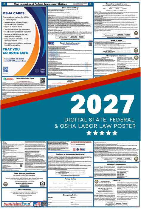 Digital New Hampshire Labor Law Poster 2027 - State and Federal Poster