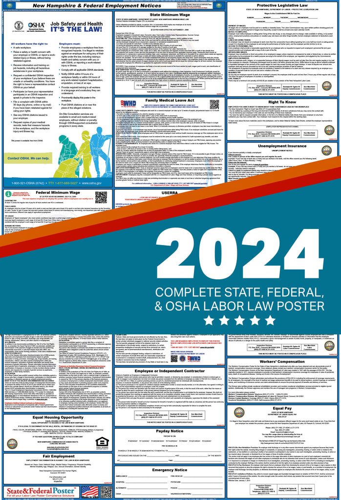PREORDER - New Hampshire State and Federal Labor Law Poster 2024 — State  and Federal Poster