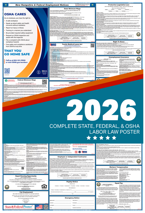 Digital New Hampshire Labor Law Poster 2026 - State and Federal Poster
