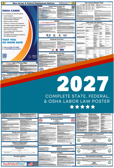 New Jersey State and Federal Labor Law Poster 2027 - State and Federal Poster