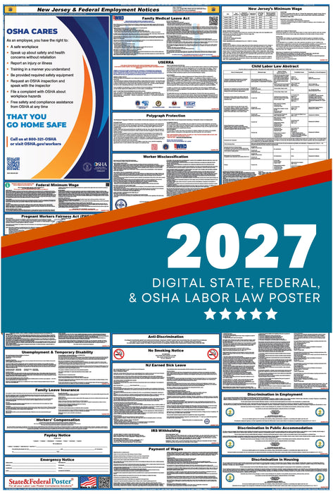 Digital New Jersey Labor Law Poster 2027 - State and Federal Poster