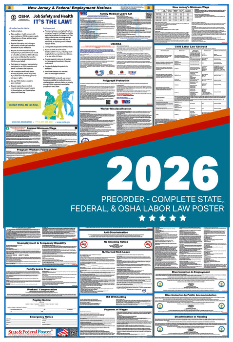 PREORDER - New Jersey State and Federal Labor Law Poster 2026