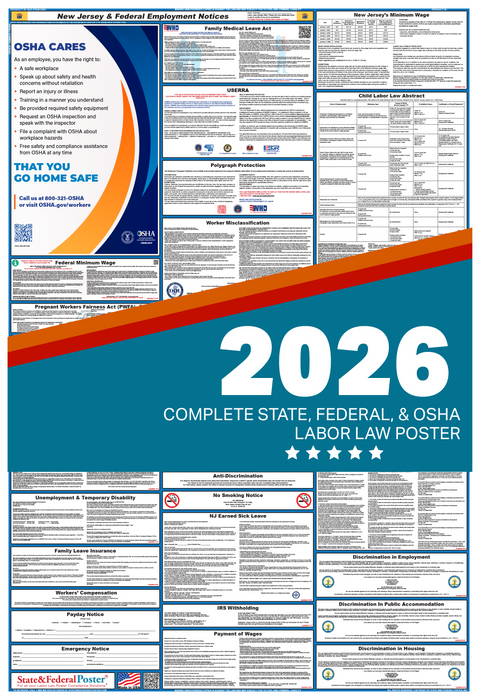Digital New Jersey Labor Law Poster 2026 - State and Federal Poster