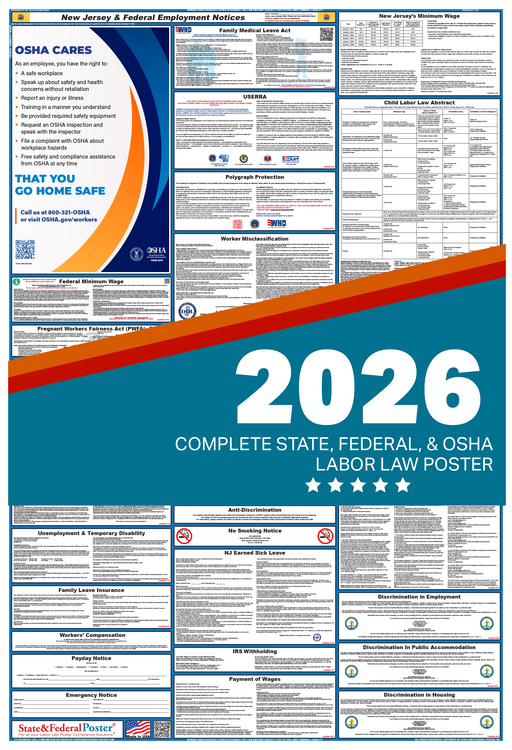 Digital New Jersey Labor Law Poster 2026 - State and Federal Poster
