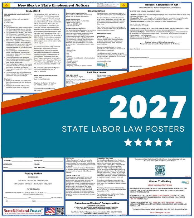 New Mexico State Labor Law Poster 2027 - State and Federal Poster