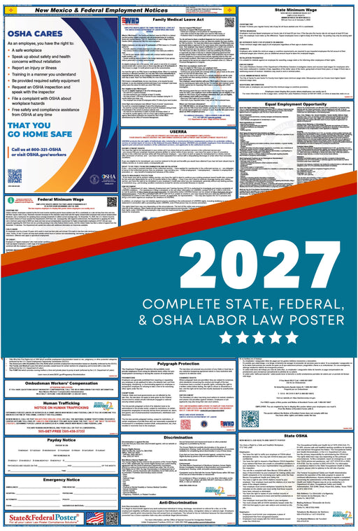 New Mexico State and Federal Labor Law Poster 2027 - State and Federal Poster