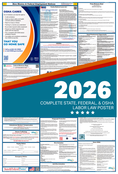 Digital New Mexico Labor Law Poster 2026 - State and Federal Poster