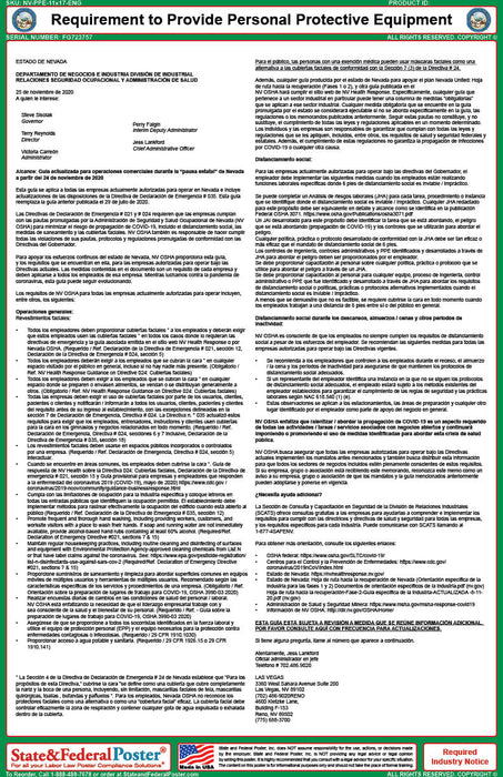 Digital Nevada Requirement to Provide Personal Protective Equipment Poster