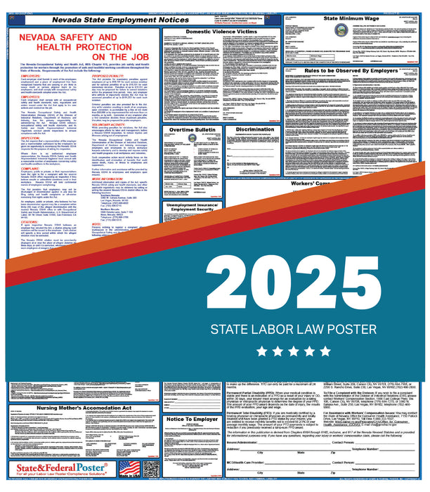 PREORDER - Nevada State Labor Law Poster 2025