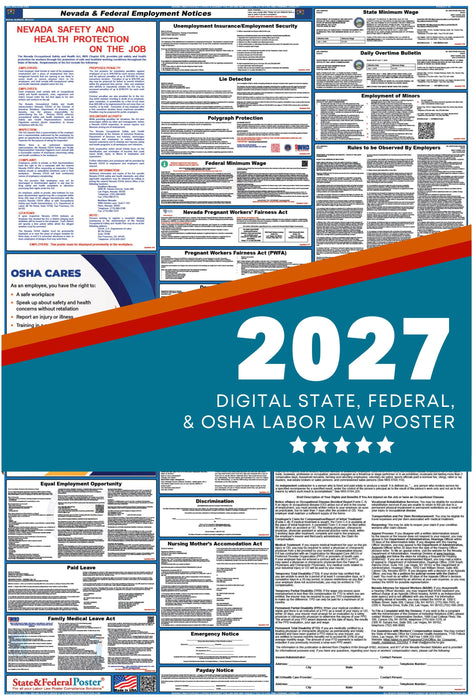 Digital Nevada Labor Law Poster 2027 - State and Federal Poster