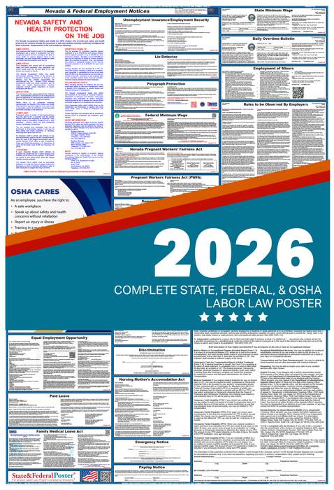 Digital Nevada Labor Law Poster 2026 - State and Federal Poster