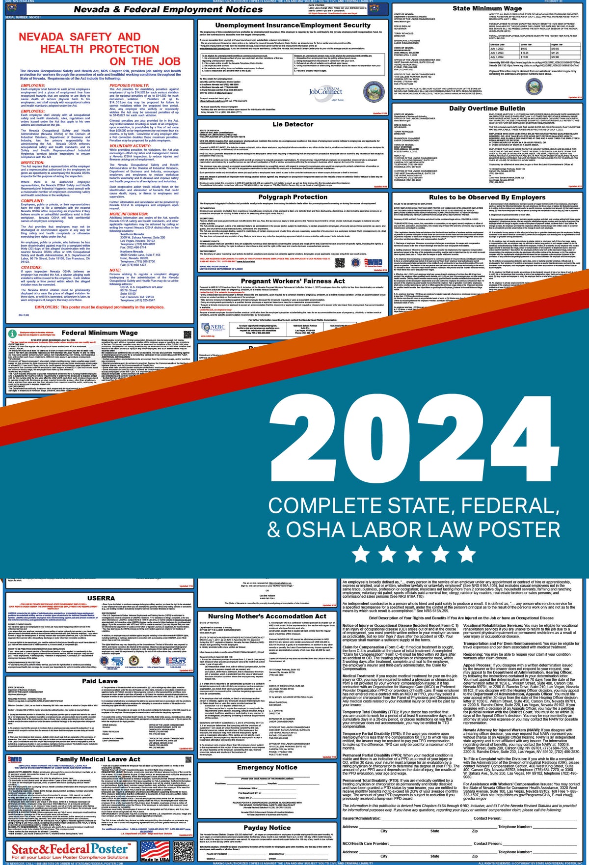 Nevada Digital Labor Law Poster 2024 — State and Federal Poster