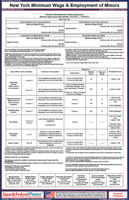 Digital New York Minimum Wage & Employment of Minors